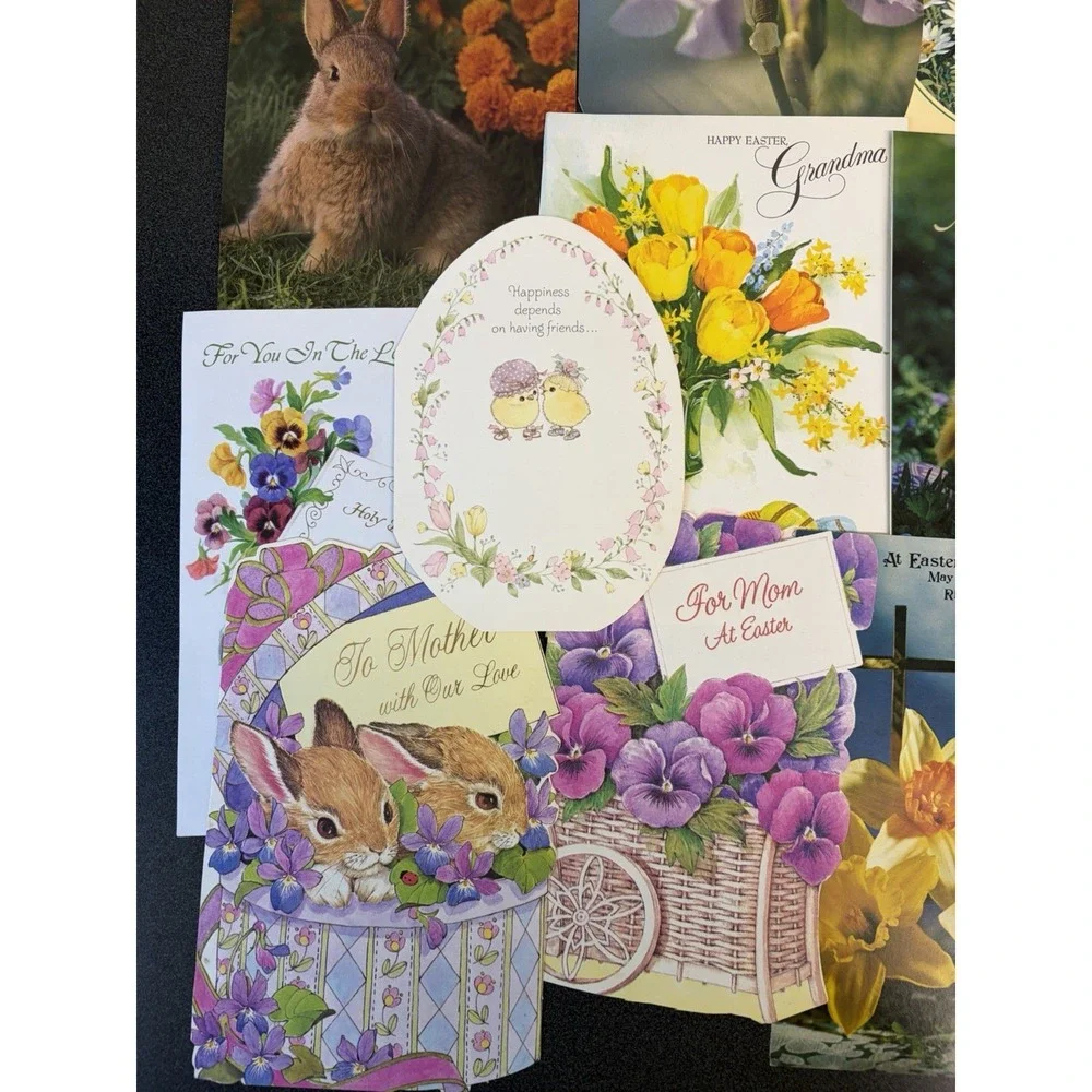 Vintage Easter Greeting Cards Fronts ONLY Scrapbooking Crafts Lot of 50+ Bunnies